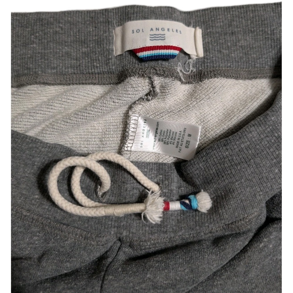 Sol‎ Angeles Jogger Sweatpants Men's Medium Gray Striped Leg Drawstring - Picture 4 of 5